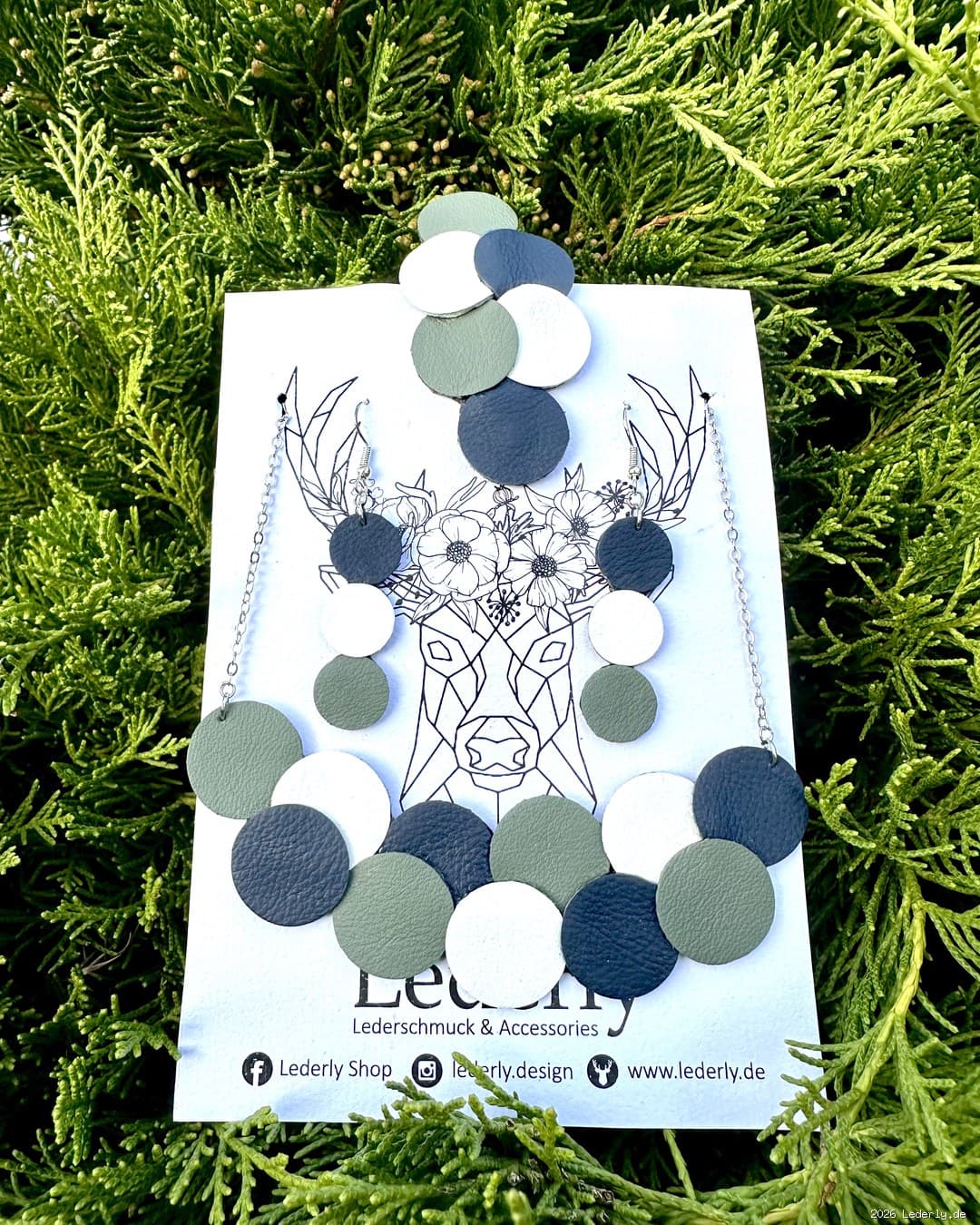 Leder Schmuck-Set Blau-Weiß
